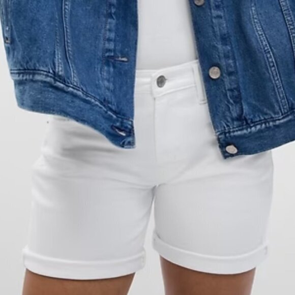 Gap 5” Mid Rise Girlfriend Denim Shorts White - Picture 1 of 5